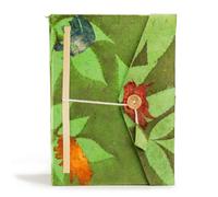 Serenityy Lokta Moss Green Floral Notebook - Large, 45 Leaves, Includes Bookmark, Handcrafted