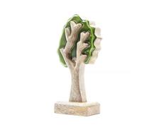 Serenityy Lost In The Forest - Single 3D Wooden Tree Decoration In Green Mango Wood And Enamel, 20X10Cm