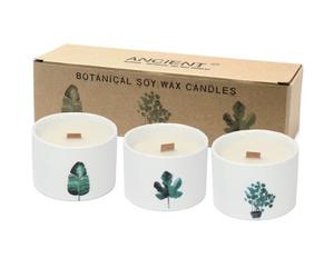 Serenityy Luxury Botanical Candle Set - Lemon Honeysuckle, Wooden Wick, Reusable Ceramic Jar, 27H Burn Time