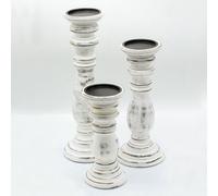 Serenityy Luxury Classic Candle Stand - Whitewash Medium, Mango Wood 30 X 10 Cm