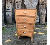 Serenityy Luxury Hand-Made 4-Drawer Chest Of Drawers - Upcycled Teak From Bali, Rustic Natural Finish