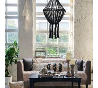 Serenityy Macrame Large Drop Chandelier - Black, 80Cm Height, 50Cm Top Width, 30Cm Bottom Width