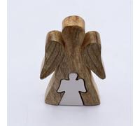 Serenityy Mango Wood Angel Figurine With White Enamel, 9 X 3 X 15 Cm, Handmade Keepsake