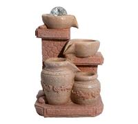 Serenityy Mediterranean Cascading Pots Tabletop Water Feature, Terracotta, 19 X 14 X 27 Cm