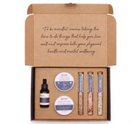 Serenityy Mindful Moments Self-Care Kit - 80G Coffee Scrub, 60G Relaxing Cream, 3 X 40G Bath Salts, 30Ml Hyaluronic Serum.