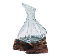 Serenityy Molten Glass Mini Decanter - Reclaimed Gamal Wood 24cm in Clear | Size: 24 cm Serenityy Clear 24 cm
