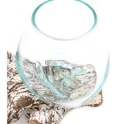 Serenityy Molten Glass on Whitewash Wood - Small Decorative Bowl in White Serenityy White Small