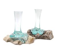 Serenityy Molten Glass on Whitewash Wood - Small Vase in White Serenityy White Small