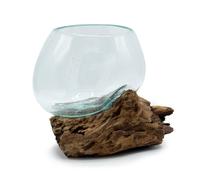 Serenityy Molten Glass on Wood - Medium Decorative Bowl in Clear Serenityy Clear Medium