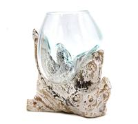 Serenityy Molten Glass with Whitewashed Wood Base - Medium Bowl in White Serenityy White Medium