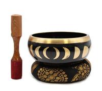 Serenityy Moon Phase Tibetan Singing Bowl Set - Black 14 Cm With Striker And Cushion
