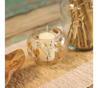 Serenityy Natural Floral Glass Rosa Large Bowl Candle Holder - Recycled Glass With Pressed Flowers - 12X13Cm