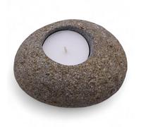 Serenityy Natural Riverstone Candle Holder - Hand-Carved Indonesian Tealight Holder, Single Nightlight, Natural Stone Finish