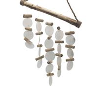 Serenityy Pearl Effect Driftwood Chime, Handmade Capiz Shell Wind Chime For Indoor And Outdoor Décor