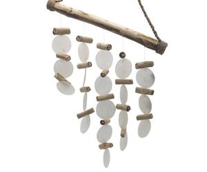 Serenityy Pearl Effect Driftwood Chime, Handmade Capiz Shell Wind Chime For Indoor And Outdoor Décor
