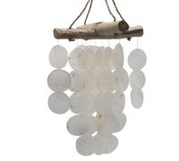 Serenityy Pearl-Effect Driftwood Cross Wind Chime - Handmade Capiz Shell Accents, Bali Coastal Decor