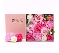 Serenityy Pink Soap Rose Square Gift Box - Handcrafted Long-Lasting Floral Décor 180G