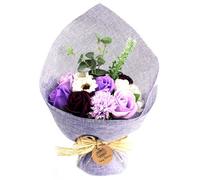 Serenity y Purple Soap Flower Bouquet - Standing Soap Rose Gift Set Serenity Purple
