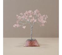 Serenityy Rose Quartz Gemstone Tree With Orgonite Base - 80 Stones - Pink Decorative Figurine