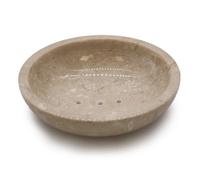 Serenityy Round Honey Marble Rounded Soap Dish, Polished Freestanding Stone Soap Dish With Drainage Holes, Approx. 254 G.