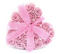 Serenityy Set Of 24 Soap Flower Heart Box - Pink Roses