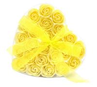 Serenityy Set Of 24 Soap Flower Heart Box - Yellow Roses