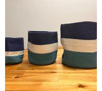 Serenityy Set Of 3 Evil Eye-Inspired Jute Rope Storage Baskets, Small 15X15 Cm Medium 20X20 Cm Large 25X25 Cm