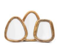 Serenityy Set of 3 Pebble-Shaped Wall Mirrors, Dark Brown Finish | Size: 3 Pack Serenityy Dark Brown 3 Pack