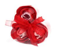 Serenityy Set Of 3 Red Rose Soap Flowers In Heart-Shaped Gift Box.