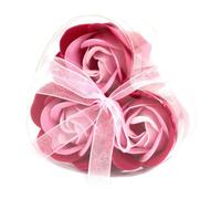 Serenityy Set Of 3 Soap Flower Heart Box - Pink Rose Keepsake Gift, 3Pcs, Lightweight.