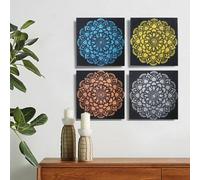 Serenityy Set Of 4 Mandala Brocade Detail Prints 30 X 30 Cm Frameless Gloss