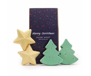 Serenityy Silent Night Christmas Bath Fizzer Gift Pack - 4 Handcrafted Festive Bath Fizzers, 450G