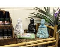 Serenityy Sitting Buddha Oil Burner - Blue, Gloss Glazed Aroma Lamp, 250G