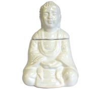 Serenityy Sitting Buddha Oil Burner White Gloss - Tea Light Fragrance Oil And Wax Melt Burner, 250G