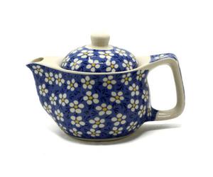 Serenityy Small Ceramic Herbal Teapot - Blue Daisey Design, 350Ml Personal Size