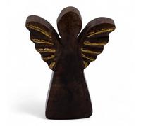 Serenityy Small Mango Wood Angel - Gold Wings Decor in Brown Serenityy Brown