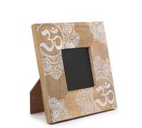 Serenityy Small Mango Wood Picture Frame 20 X 20 X 2 Cm For 10 X 10 Cm Photo - Mandala Design, White