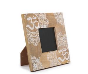 Serenityy Small Mango Wood Picture Frame 20 X 20 X 2 Cm For 10 X 10 Cm Photo - Mandala Design, White