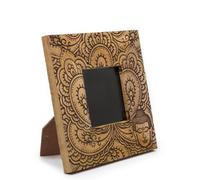 Serenityy Small Mango Wood Picture Frame 20X20X2Cm For 10X10Cm Photo - Buddha Design - Black