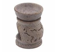 Serenityy Small Soapstone Oil Burner 8Cm - Elephant Motif, Hand-Carved Soapstone, Compact Aromatherapy Burner.