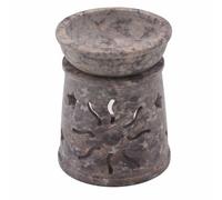 Serenityy Small Soapstone Oil Burner 8Cm Sun & Stars Hand-Carved Soapstone Oil Warmer
