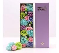 Serenityy Soap Flower Long Box In Blue - Handcrafted Scented Floral Gift Arrangement (1 Pack).