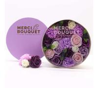 Serenity y Soap Flowers Round Box - Lavender Rose & Carnation Serenity Lavender