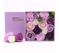 Serenityy Square Box Soap Flower Gift - Handcrafted Lavender Rose And Carnation Arrangement