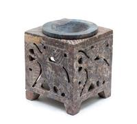 Serenityy Square Soapstone Oil Burner 10 X 7.5 Cm - Hand-Carved Elephant Motif