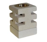 Serenityy Stone Oil Burner - Abstract Cuts Beige, Hand-Carved Indonesian Sandstone With Glass Dish, 1 Pack, 560 G