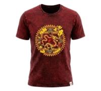 Serenityy Stonewashed Cotton T-Shirt Dragon Mandala Relaxed in Maroon | Size: Large Serenityy Maroon L