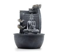 Serenityy Tabletop Water Feature - 19x19x28cm - Buddha with Lotus Cascade in Grey | Size: 1 Pack Serenityy Grey 1 Pack
