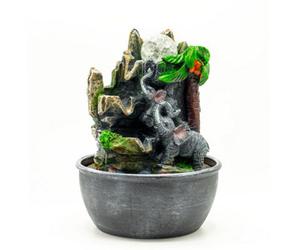 Serenityy Tabletop Water Feature 25Cm - Elephants And Palm Tree Tropical Decor