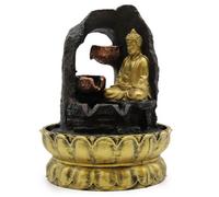 Serenityy Tabletop Water Feature 30Cm, Golden Meditating Buddha, Indoor Feng Shui Water Fountain